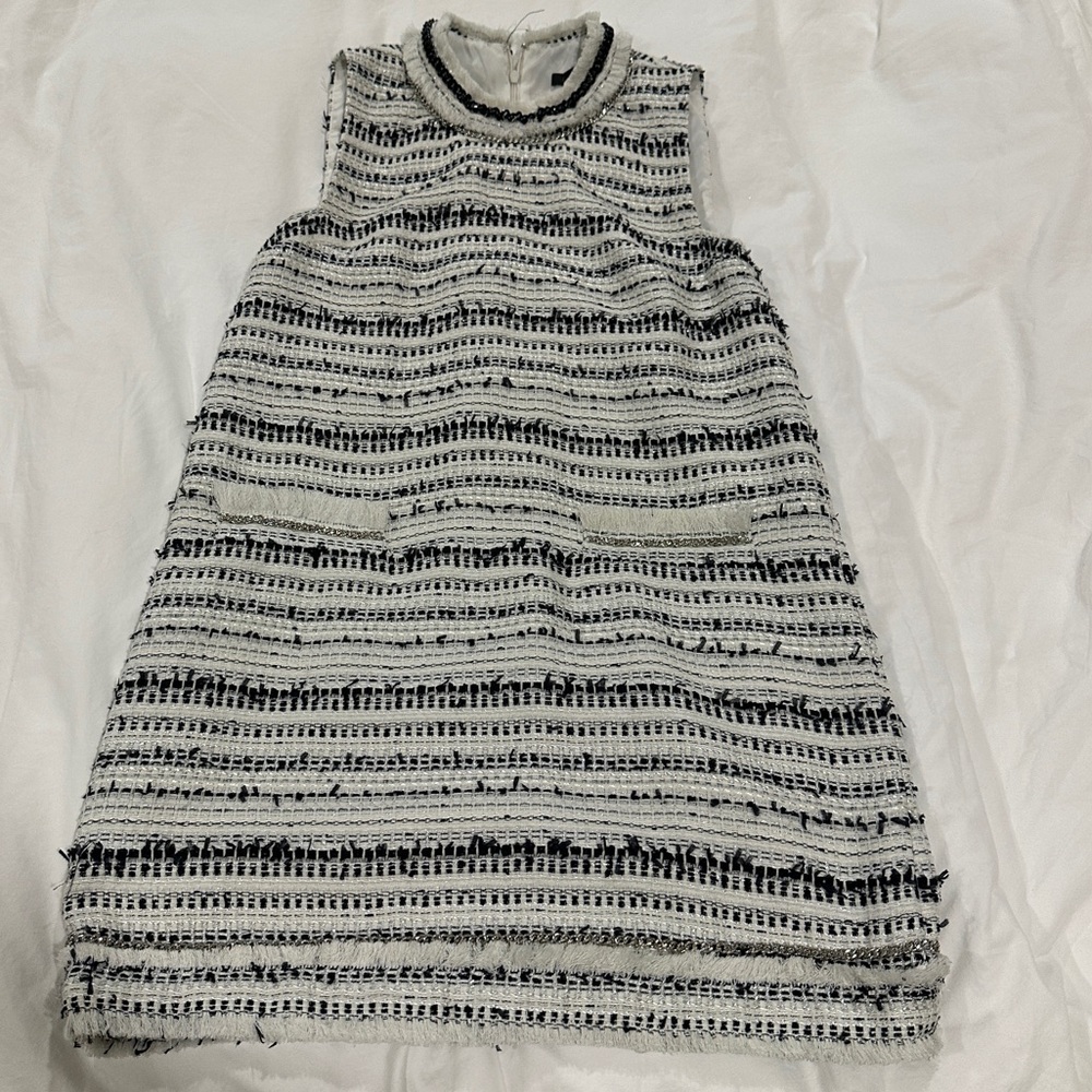 Rachel Zoe Tweed Sleeveless Crew Neck Dress